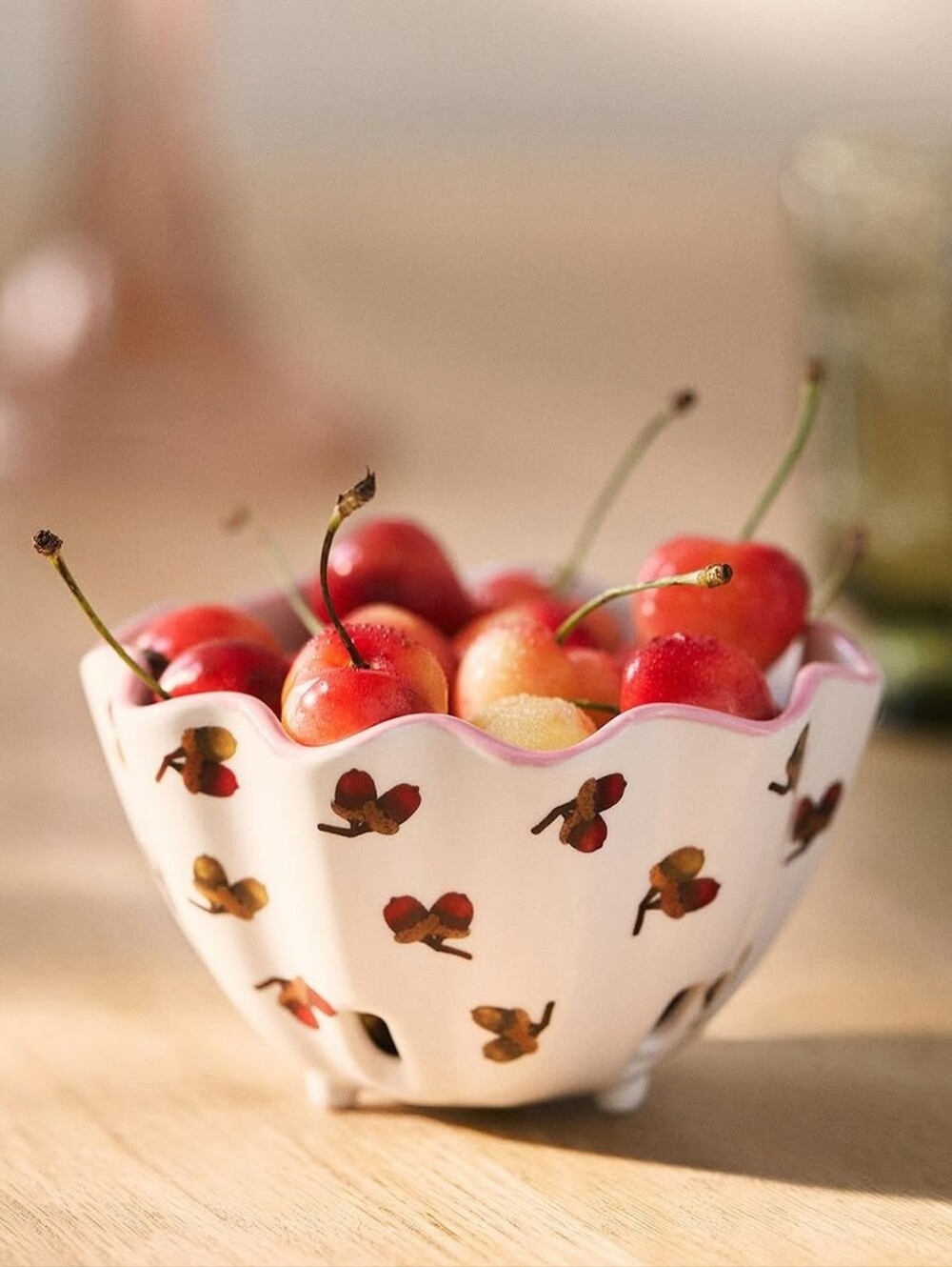 Anthropologie Georgie Handpainted Stoneware Berry Basket, NWT